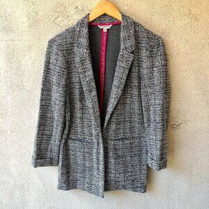 Nanette Lepore Boucle Black White Open Long Blazer Jacket Size S
